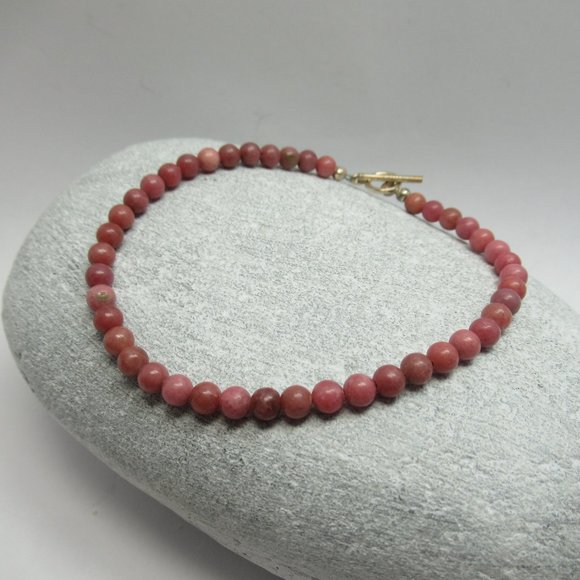 Rhodonite gemstone bead bracelet - Picture 2 of 8